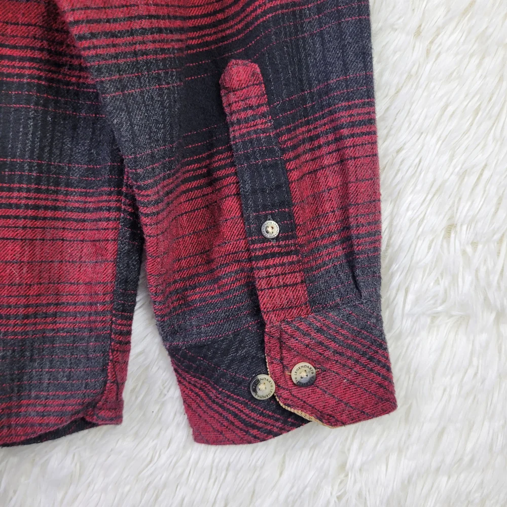 Legendary Whitetails‎ Mens L Buck Camp Red Brushed Striped Flannel Workwear